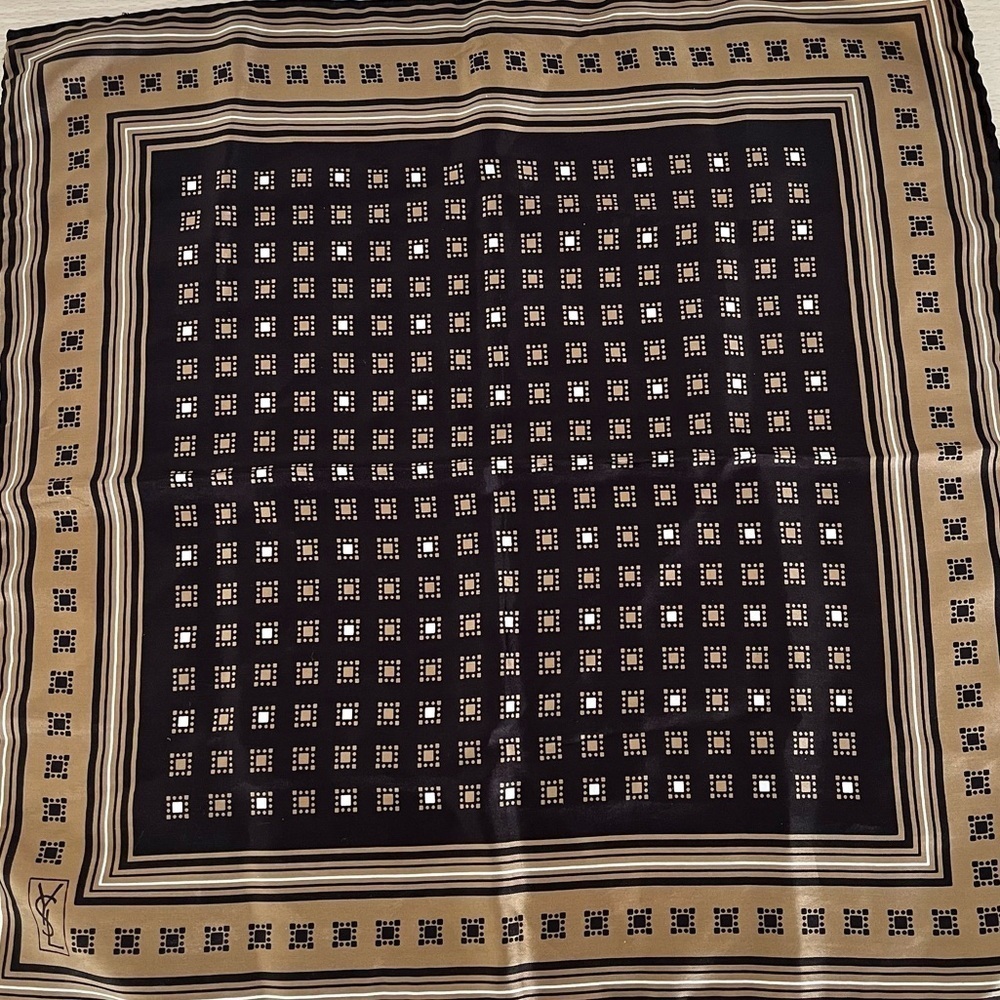 YSL Retro Silk Scarf Vintage EUC Circa 1980s
